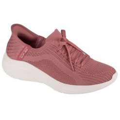 Buty do chodzenia damskie Skechers Slip-ins Ultra Flex 3.0. Czerwone trampki i tenisówki damskie Skechers, bez wzorów, z materiału, bez zapięcia. Za 372.00 zł.