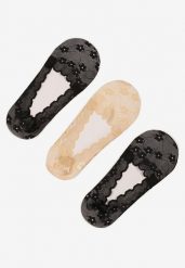 Beżowo-Czarne Koronkowe Skarpety o Kroju Baletek 3-Pack Liliona. Brązowe skarpety damskie Born2be, bez wzorów, z koronki. Za 11.99 zł.