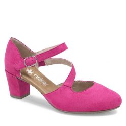 Półbuty Rieker. Czerwone półbuty damskie Rieker, bez wzorów, bez obcasa, na obcasie, bez zapięcia. Za 289.99 zł.