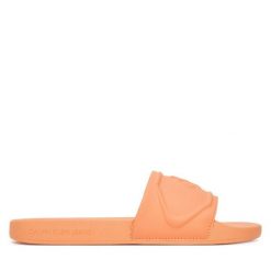 Japonki Calvin Klein Jeans. Brązowe klapki damskie Calvin Klein Jeans, bez wzorów, z jeansu, bez obcasa. Za 129.99 zł.