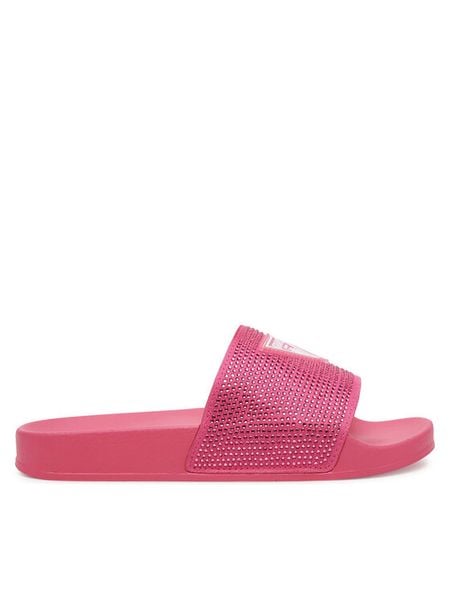 Guess Klapki E4GZ25 BB00F Różowy. Czerwone klapki damskie Guess, z aplikacjami, z syntetyku, bez obcasa. Za 224.99 zł.