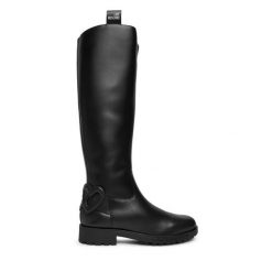 Kozaki LOVE MOSCHINO. Czarne kozaki damskie Love Moschino, bez obcasa, na płaskiej podeszwie. Za 1,609.00 zł.