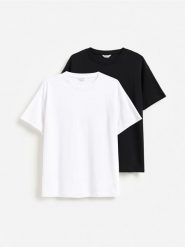 T-shirt boxy 2 pack - wielobarwny. T-shirty męskie Reserved, l, bez wzorów, z bawełny, bez kołnierzyka. Za 139.99 zł.