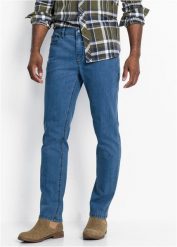 Dżinsy ze stretchem regular fit straight ( 2 pary). Niebieskie jeansy męskie bonprix. Za 249.98 zł.