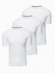 Zestaw męskich t-shirtów z okrągłym dekoltem – biały V1 Z102 - XXL. Białe t-shirty męskie Ombre Clothing, l, bez wzorów, z bawełny, bez kołnierzyka. W wyprzedaży za 139.99 zł.