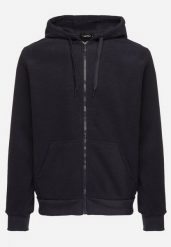 Granatowa Bluza z Kapturem na Suwak z Bawełną i Polarem Sinaris. Niebieskie bluzy męskie Born2be, l, bez wzorów, z bawełny, z kapturem. Za 89.99 zł.