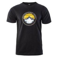 Koszulka męska Hi-Tec Zergo - czarna, Rozmiar L. Czarne t-shirty męskie Hi-tec, l, bez wzorów, z bawełny, klasyczne, bez kołnierzyka. Za 44.99 zł.