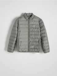 Pikowana kurtka ze stójką - jasnozielony. Zielone kurtki męskie Reserved, l, bez wzorów, bez kaptura. Za 159.99 zł.