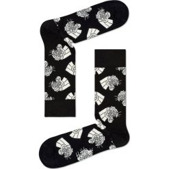 Happy Socks - Skarpetki Jaguar. Czarne skarpety damskie Happy Socks, z bawełny. W wyprzedaży za 29.90 zł.