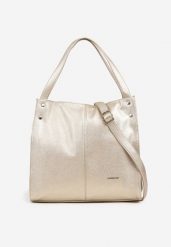 Złota Torebka w Typie Shopper z Paskiem i Rączką Soreline. Żółte torby na ramię damskie Renee, bez wzorów, z jeansu, biznesowe, bez dodatków. Za 149.99 zł.
