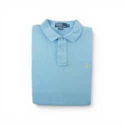 Koszulka polo męska z krótkim rękawem Polo Ralph Lauren. Niebieskie koszulki polo męskie Ralph Lauren, m, bez wzorów, eleganckie, bez ramiączek. Za 85.16 zł.