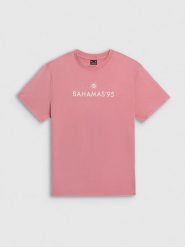 4F T-shirt loose z nadrukiem damski - różowy M. Brązowe t-shirty damskie 4f, m, bez wzorów, z bawełny, bez kołnierzyka. Za 79.99 zł.