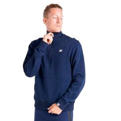 Bluza z bawełna z zamek błyskawiczny na czas wolny. Niebieskie bluzy męskie LEONE 1947 APPAREL, bez wzorów, z bawełny, bez kaptura. W wyprzedaży za 181.87 zł.