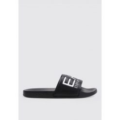 Sandały EA7 SCARPE BEACHWEAR Czarny. Czarne klapki damskie EA7, bez wzorów, z syntetyku, sportowe, bez obcasa. Za 195.99 zł.