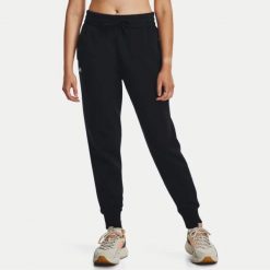 Spodnie dresowe damskie Under Armour Rival Fleece joggery. Czarne spodnie dresowe damskie Under Armour, m, bez wzorów, z dresówki. Za 184.73 zł.