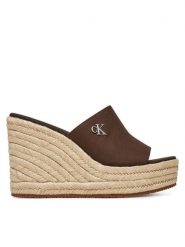Calvin Klein Klapki Wedge Rope Slide Mg YW0YW01699 Brązowy. Brązowe klapki damskie Calvin Klein, bez wzorów, z materiału, bez obcasa. Za 299.99 zł.