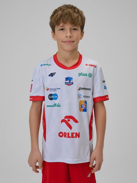 4F Koszulka meczowa replika domowa z sezonu 2025-26 dziecięca 4F x ZAKSA Kędzierzyn-Koźle - biała 98/104. Białe bluzki dla dziewczynek 4f, bez wzorów, z dzianiny, bez ramiączek. Za 179.99 zł.