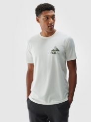 4F T-shirt regular z nadrukiem męski - biały M. Białe koszulki sportowe męskie 4f, m, bez wzorów, z bawełny, bez kołnierzyka, bez ramiączek. W wyprzedaży za 29.99 zł.