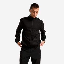 Bluza sportowa na zamek męska Domyos. Czarne bluzy męskie DOMYOS, l, bez wzorów, z materiału, bez kaptura. Za 69.99 zł.