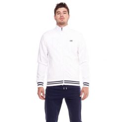 Bluza z bawełna z zamek błyskawiczny na co dzień. Białe bluzy sportowe męskie LEONE 1947 APPAREL, xl, bez wzorów, z bawełny, bez kaptura, na fitness i siłownię. Za 189.41 zł.