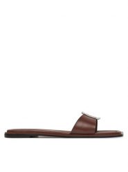 Calvin Klein Klapki Flat Slide W/Ck Hw Big - Lth HW0HW02482 Brązowy. Brązowe klapki damskie Calvin Klein, bez wzorów, ze skóry, bez obcasa. Za 319.99 zł.