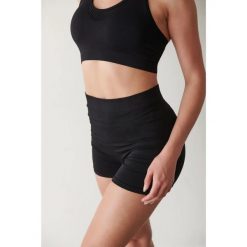 Damskie Szorty bezszwowe Tombo. Czarne szorty sportowe damskie TOMBO, m, bez wzorów, z elastanu, z podwyższonym stanem, na fitness i siłownię. Za 117.00 zł.