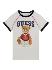 Guess T-Shirt J5YI21 K8HM4 Biały Regular Fit. Białe t-shirty i topy dla dziewczynek Guess, z aplikacjami, z bawełny, bez ramiączek. Za 79.99 zł.