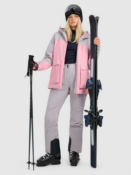 4F Spodnie narciarskie membrana 5000 damskie - szare XS. Szare spodnie materiałowe damskie 4f, na zimę, l, bez wzorów, z materiału, narciarskie. Za 299.99 zł.