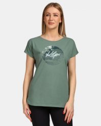Damska bawełniana koszulka Kilpi NELLIM-W. Zielone t-shirty damskie Kilpi, bez wzorów, z bawełny, klasyczne, bez kołnierzyka. Za 50.25 zł.