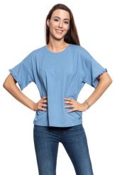 MUSTANG T SHIRT DAMSKI Alina C Ruffle 1009446 5407. Niebieskie t-shirty damskie Mustang, s, bez wzorów, bez kołnierzyka. W wyprzedaży za 39.99 zł.