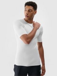 4F Koszulka treningowa szybkoschnąca męska - biała L. Białe t-shirty męskie 4f, l, bez wzorów, z dzianiny, klasyczne, bez kołnierzyka. W wyprzedaży za 44.99 zł.