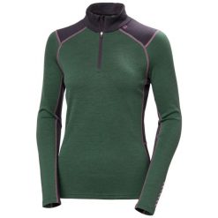 Bluza damska z zamkiem 1/2 Helly Hansen Lifa Midw. Zielone bluzy sportowe damskie Helly Hansen, bez wzorów, z wełny, bez kaptura, narciarskie. Za 476.00 zł.