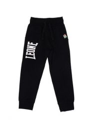 Podstawowe spodnie dziecięce z dużym logo. Czarne spodnie sportowe dla chłopców LEONE 1947 APPAREL, bez wzorów, z bawełny, sportowe, na jogę i pilates. Za 42.06 zł.