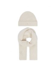 Calvin Klein Jeans Zestaw szalik i czapka Knitted Scarf Beanie Giftbox LVCKFJP00N Kremowy. Białe czapki i kapelusze damskie Calvin Klein Jeans, bez wzorów, z bawełny. Za 209.99 zł.