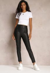 Czarne Legginsy High Waist z Ekoskóry Wasica. Czarne legginsy damskie Renee, l, bez wzorów, z jeansu. Za 59.99 zł.