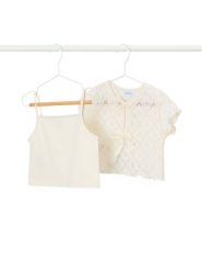 Mayoral Bluzka 3015 Beżowy Regular Fit. Brązowe bluzki dla dziewczynek Mayoral, bez wzorów, z syntetyku, bez ramiączek. Za 109.99 zł.