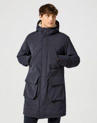 WRANGLER MĘSKA KURTKA ZIMOWA MIDLONG JACKET BLACK 112357423 W44L011936. Czarne kurtki męskie Wrangler, na zimę, l, bez wzorów, bez kaptura. Za 549.99 zł.