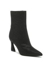 Jenny Fairy Botki LS5803-05 Czarny. Czarne botki damskie Jenny Fairy, z materiału, bez obcasa, na słupku, bez zapięcia. Za 159.99 zł.