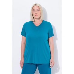 Damskie Bluzka funkcyjna antybakteryjny materiał dekolt w serek rękaw 1/2. Zielone koszulki sportowe damskie Ulla Popken, plus size, bez wzorów, z materiału, bez kołnierzyka, bez ramiączek. Za 195.99 zł.