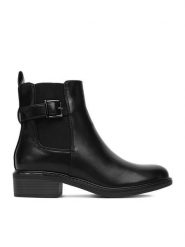 DeeZee Botki 5617 Czarny. Czarne botki damskie DeeZee, z materiału, bez obcasa, na płaskiej podeszwie, bez zapięcia. Za 189.99 zł.