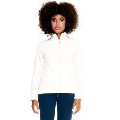 Bluza ciepła z pełny zamek błyskawiczny na czas wolny. Białe bluzy damskie LEONE 1947 APPAREL, bez wzorów, z bawełny, na fitness i siłownię. Za 328.38 zł.
