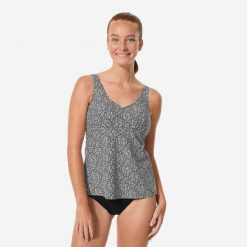 Góra stroju do gimnastyki w wodzie damska Nabaiji tankini Lily Leo. Czarne bikini damskie NABAIJI, xl, bez wzorów. Za 89.99 zł.