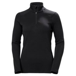 Bluza damska 1/2 zip Helly Hansen Lifa Merino Midweight. Czarne bluzy damskie Helly Hansen, bez wzorów, bez kaptura. Za 434.50 zł.