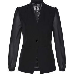 Żakiet z guzikiem Swarovskiego® bonprix czarny. Czarne żakiety damskie bonprix, z szyfonu. Za 239.99 zł.