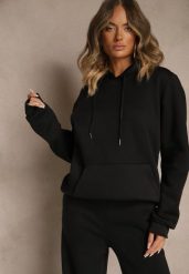 Czarna Bluza z Kapturem Ozdobiona Ściągaczami Invila. Czarne bluzy damskie Renee, l, bez wzorów, z kapturem. Za 59.99 zł.