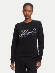 KARL LAGERFELD Bluza A3W20010 Czarny Regular Fit. Czarne bluzy damskie KARL LAGERFELD, l, bez wzorów, z bawełny, bez kaptura. Za 629.99 zł.
