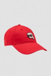 KARL LAGERFELD Czerwona czapka z daszkiem Ikon Cap. Czerwone czapki i kapelusze damskie KARL LAGERFELD, bez wzorów, z bawełny, eleganckie. W wyprzedaży za 239.99 zł.