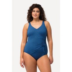 Damski Strój kąpielowy w kopertowym stylu brokat miękkie miseczki. Niebieskie kostiumy jednoczęściowe damskie Ulla Popken, plus size, bez wzorów, z elastanu, sportowe, plus size. Za 279.99 zł.