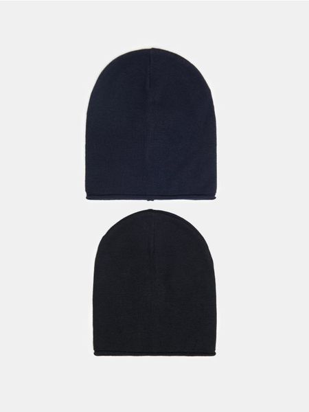 Czapki beanie z wiskozą 2 pack - granatowy. Niebieskie czapki i kapelusze męskie Sinsay, bez wzorów, z wiskozy. Za 25.99 zł.