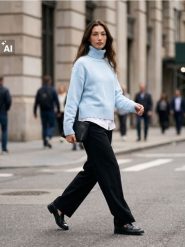 Sweter z golfem - błękitny. Niebieskie swetry damskie Sinsay, l, bez wzorów, bez kołnierzyka, bez ramiączek, bez kaptura. Za 49.99 zł.